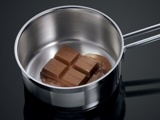 Chocolat fondant dans une casserole sur une table à induction AEG