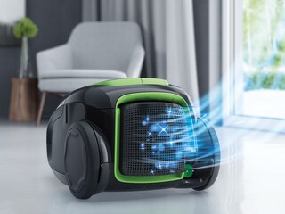 Aspirateur AEG montrant de l’air propre filtré en provenance du filtre
