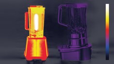 Image thermique montrant que le blender AEG reste plus froid que les autres mixeurs