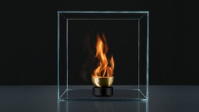 Une flamme dans un cube de glace pour représenter le pilier Chaleur de Taking Taste Further
