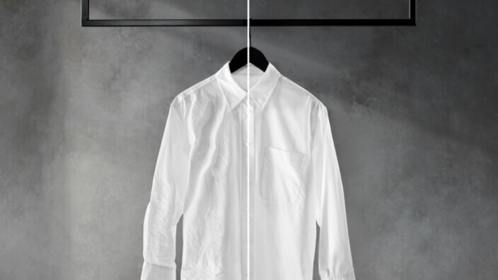 Vapeur vs pas de vapeur sur une chemise blanche
