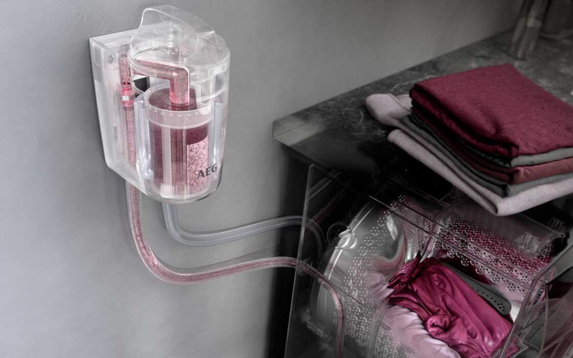 Filtre à microplastiques en action