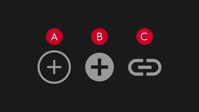 Trois icônes « ajouter » différentes