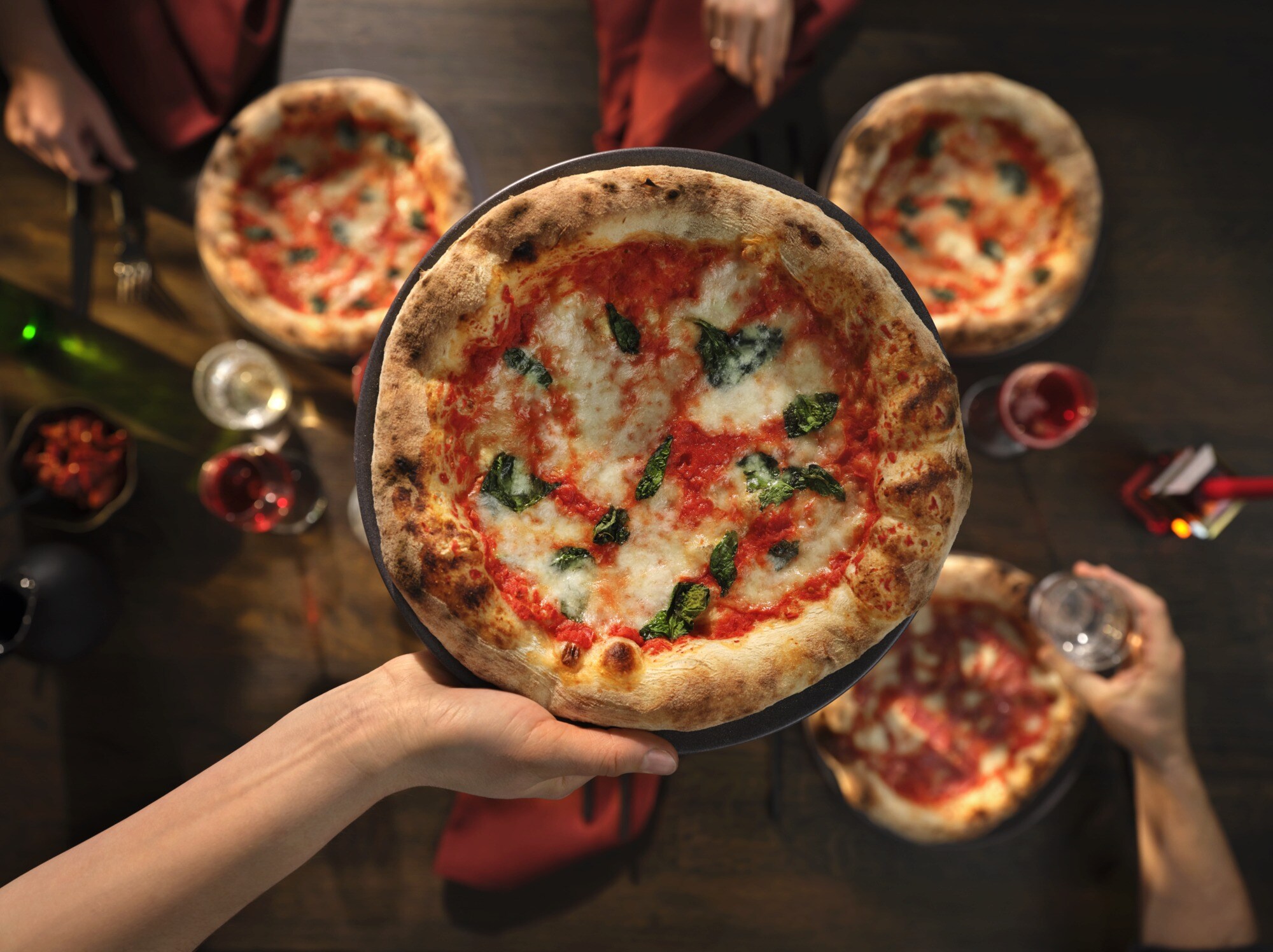 Vue de dessus d’une pizza