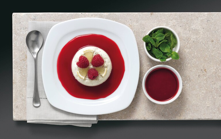 Lime Mousse with Raspberry Coulis
