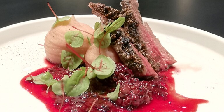 Bavette, sauce aux mûres