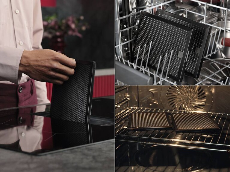 Filters aan het reinigen in vaatwasser en onder de kraan