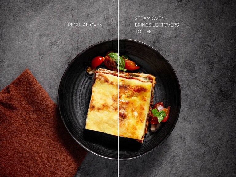 Assiette d'aliments chauffés de différentes manières